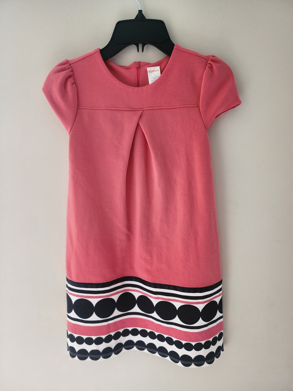 Gymboree Coral Pink Short-Sleeve Dress with Graphic Hem